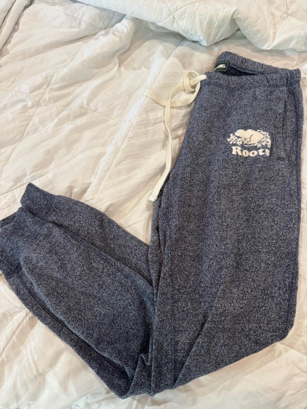Roots Navy Heather Jogger Sweatpants with White Logo
